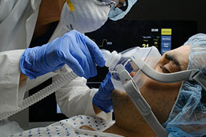 surgery - patient with oxygen mask